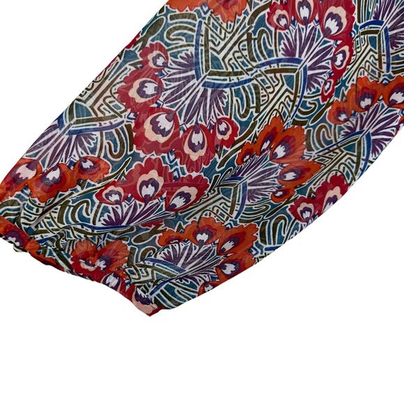 My Michelle 3/4 Sleeve Multi Floral Smocked Popover Layered Sheer Midi Dress - Picture 3 of 6